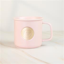 300ml「慈恩天下」徽章创意陶瓷杯 咖啡杯 水杯  粉色