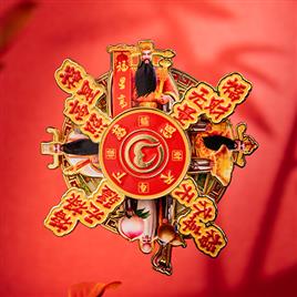 国潮福禄寿财冰箱贴 旋转冰箱贴 财神 福星 寿星 禄星